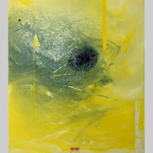 .IO nel giallo, tempera e a crilico su tela, 50x40 cm, 2023